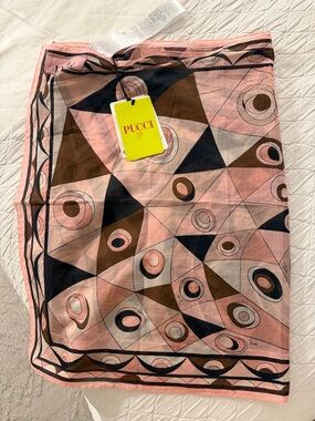 Emilio Pucci 2026 Pink Brown Black Geometric Swim Sarong